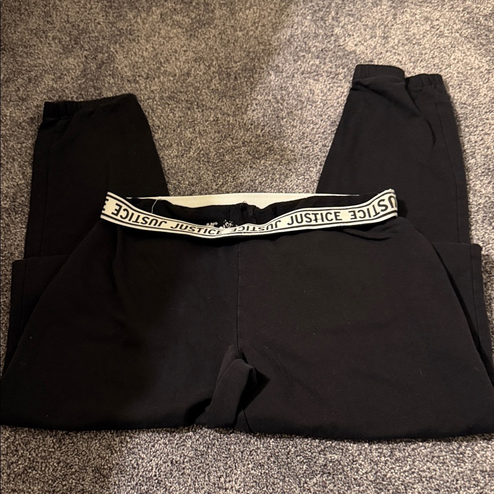 Justice Black Leggings with Logo Band